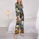thumbnail image 3 of Balery Sunflower Field Spotted Dog Conjunto de Pijama con Estampado para Mujer, Conjunto de Dos Piezas con Manga Larga, Ropa de Dormir Suave con Bolsillos, Pijamas Cómodos-Medium, 3 of 7