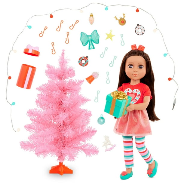 Set de muñecas con purpurina para víspera de niña con árbol de Navidad, 14 pulgadas y más de 3 años