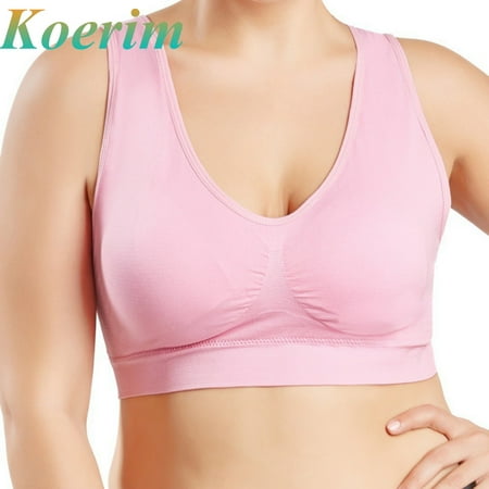 

KOERIM Women s Seamless Comfortable Sports Bra with Removable Pads U-shaped Tank Style Underwear(Pink M)