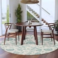 thumbnail image 5 of Farmhouse Turquoise Floral Washable Round Area Rug 7 ft, Linen Boho Paisley Flower Rustic , Soft Non Slip Rugs Stain Repellent Indoor Felt Carpet for Living Dining Room Bedroom Home Office, 5 of 9
