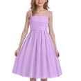 thumbnail image 5 of BFHHYA Girls Casual Flowy Midi Dress Lace Puff Sleeve Tiered Smocked Dress Teens Girls Summer Beach Boho Dresses 8-14 Years, 5 of 8