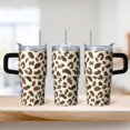 thumbnail image 2 of Leopard 20oz Stainless Steel Tumbler with Handle and Straw – Insulated Travel Cup with Sliding Lid, 360° Full Wrap Printed Mug for Home, Outdoor & Sports Use, 2 of 6