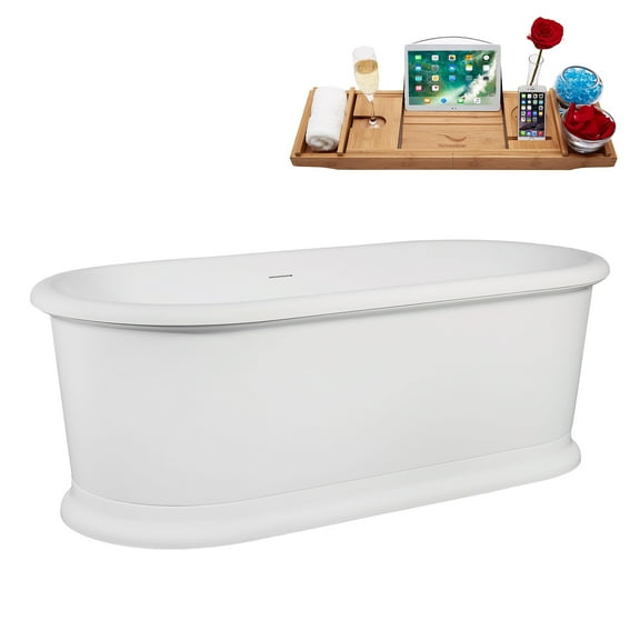 71" Streamline B-428-174-GLD Soaking Freestanding Tub and Tray With Internal Drain in Polished Gold