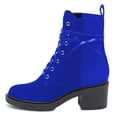 thumbnail image 3 of YDN Women's Closed Round Toe Lace Up Combat Booties Chunky Block Low Heel Ankle Boots Winter Date Party Shoes Size 7 Blue, 3 of 4