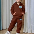 thumbnail image 5 of Hooded Sweatsuit Girls - Girls Casual Print Hoodie And Pants Fashionable Two Piece Outfit For Kids Comfortable Athleisure (Brown,4-5 Years), 5 of 7