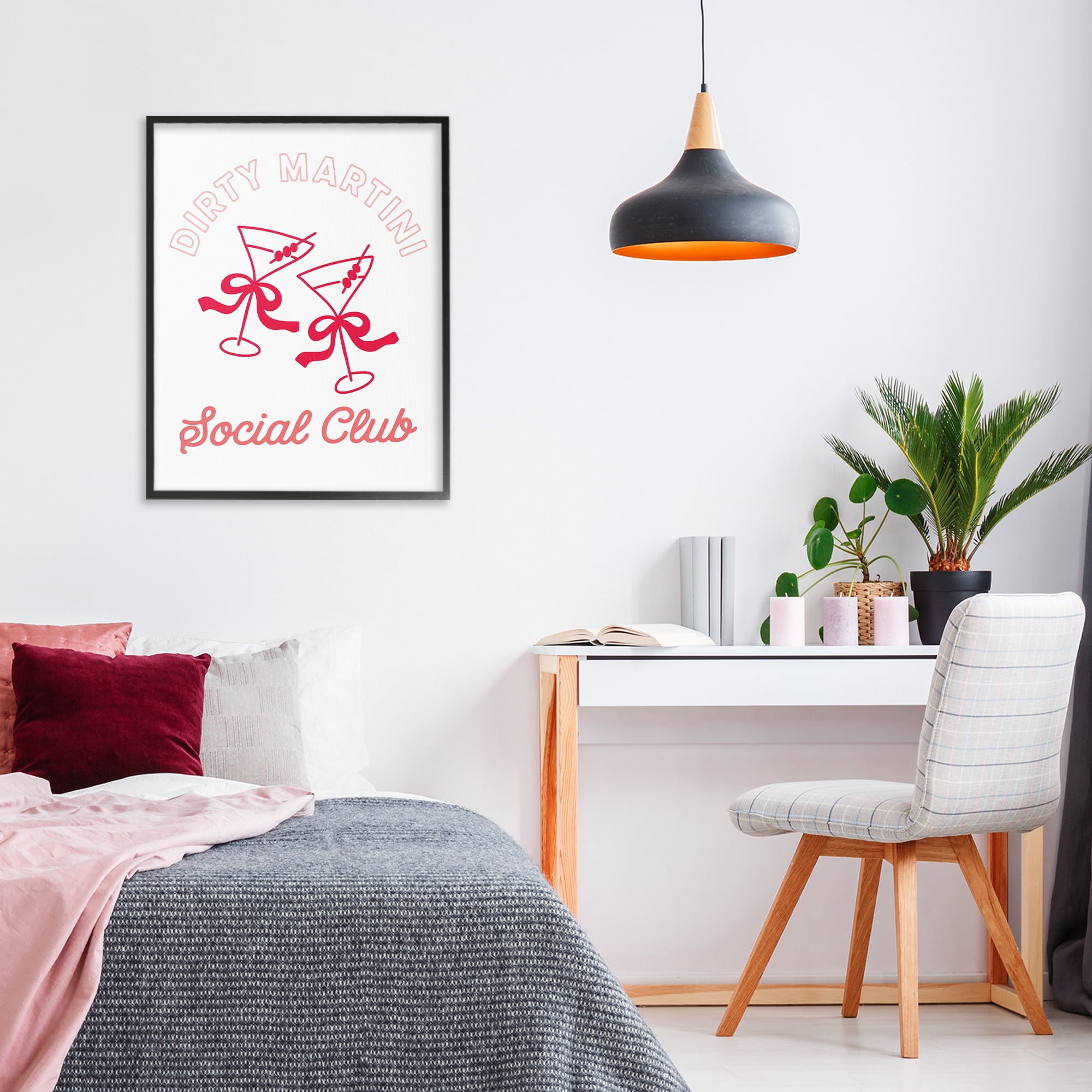 Stupell Industries Pink Martini Social Club Black Framed Giclee Art, design by Lettered and Lined