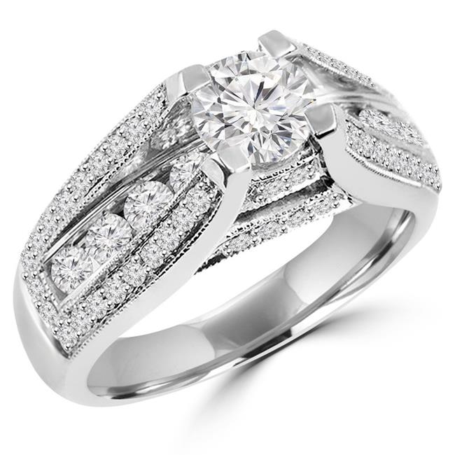 14K Solid White Gold 0.85ctw Simulated Diamond Solitaire Engagement Ring