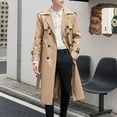 thumbnail image 2 of QHFBli Mens Double Trench Coat Classic Long Double Trench Coat with Shoulder and Waist Khaki 8XL, 2 of 5