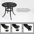 thumbnail image 5 of Hassch 23.6-Inch Cast Aluminum Round Patio Table in Black, Outdoor Bistro Table with Phoenix Pattern, 2" Umbrella Hole, Adjustable Feet, Easy Assembly, 5 of 10