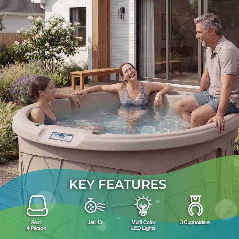 Lifesmart Key Largo 4-Person Home Hot Tub Spa, 13 Jet, 110V Plug