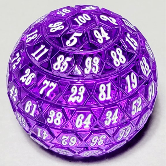 Purple and White Hex d100 | 100-Sided Die | Dungeons and Dragons | DnD Dice | DnD Dice Set