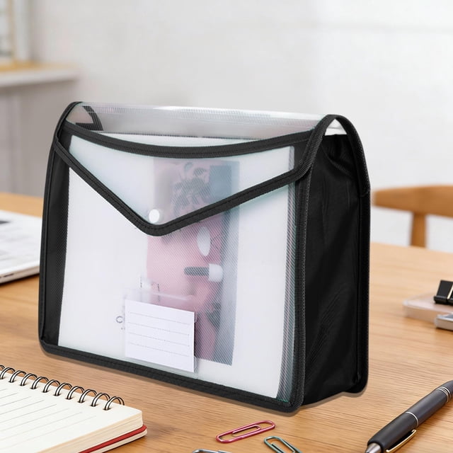 Homekingdee A4 Plastic Document Pouch with Reinforced Edges - Transparent Snap-Closure Waterproof and Dirtproof File Bag for Office Documents Organization