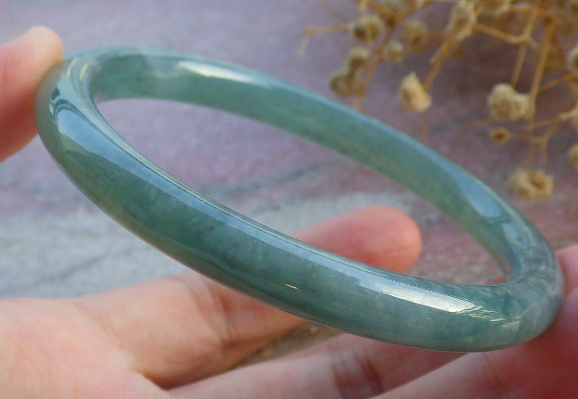 Icy Green Natural A JADE Jadeite Circle Bangle Bracelet 59 mm 680541 TN
