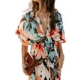 thumbnail image 2 of Women'S Summer Maxi Dress Short Sleeve V Neck Casual Loose Long Beach Split Dresses Orange Color XL, 2 of 8