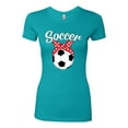thumbnail image 2 of Wild Bobby, Cute Soccer Mom Ribbon Soccer Ball Gift Sports, Mother's Day, Women Slim Fit Junior Tee, Tahiti Blue, X-Large, 2 of 3