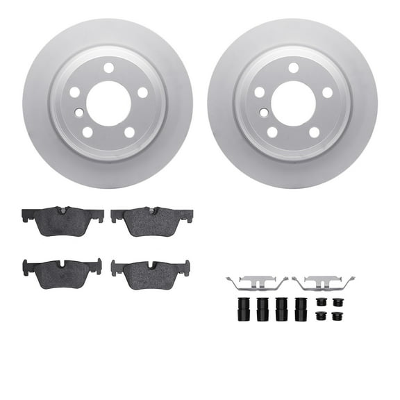 Dynamic Friction Company Rear Geospec Brake Rotors with 5000 Advanced Brake Pads includes Hardware 4512-31259