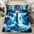 thumbnail image 2 of Manfei Ocean Nautical Theme Queen Sheet Sets,Lighthouse Flat Sheet,Lightning Cloud Queen Fitted Sheet,Microfiber Room Decoration,4 Pieces, 2 of 7