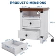 thumbnail image 3 of EDTara Farmhouse Bedside Table With Charging Station, Modern Nightstand With 2 Drawers, Open Shelf, Usb Ports and Power Outlets, 3 of 8