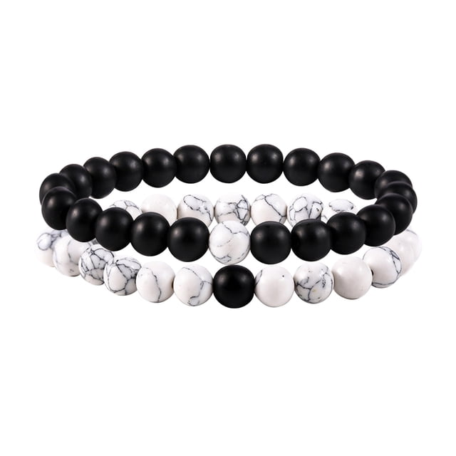 Fiudx Pulsera de Piedra Negra Esmerilada, Elegante Accesorio para Parejas, Joyería Curativa de Los 7 Chakras, Atrae La Energía de La Riqueza, Complemento Versátil, Regalo Perfecto para Tu Pareja, Inc