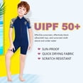 thumbnail image 3 of Eigraketly Bañador de buceo para niños, traje de baño corto de una pieza para niños, pantalones de manga corta, trajes de neopreno, traje Deportes acuáticos Azul marino XL, 3 of 6