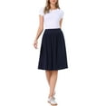 thumbnail image 2 of INSPIRE CHIC Casual Work A-Line Skirt for Women's High Waist Lightweight Tummy Control Flowy Midi Skirts XS Navy Blue, 2 of 6