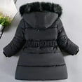 thumbnail image 4 of Ruyang Winter Puffer Jackets for Girls Cinched Waist Furry Hooded Dress Parka Coat Pearl Padded Warm Long Zip Up Outwear, 4 of 4