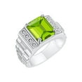 thumbnail image 3 of RYLOS Men's Rings Sterling Silver Designer Style 10X8MM Emerald Cut Shape Gemstone & Diamonds PERIDOT AUGUST Birthstone Rings For Men Size 9, 3 of 7