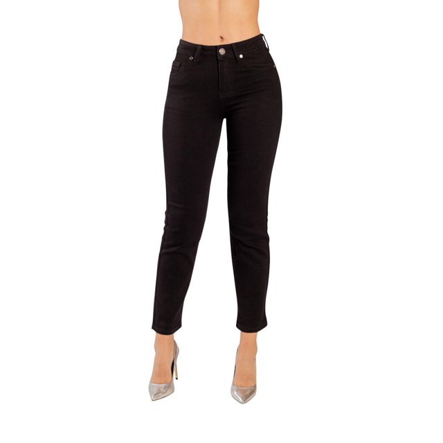 Pantalon de Mezclilla Straight color negro de Tiro Alto JEANSWEST black 218 negro 15