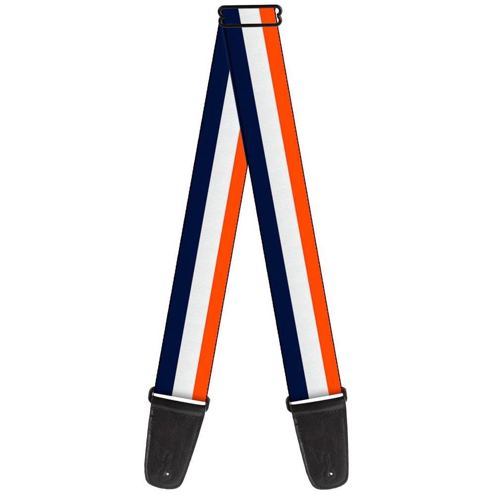 Buckle-Down Guitar Strap, Stripe Navy White Orange, 2 Inches Wide