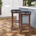 thumbnail image 6 of Ovi 29 Inch Swivel Bar Stool Nailhead Trim Walnut Brown Faux Leather - Saltoro Sherpi, 6 of 6