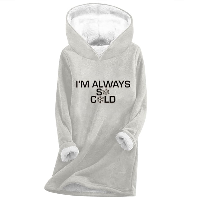 Sweat à Capuche pour Femmes, Longs Chandails en Molleton pour Femmes, Chandail en Molleton à Capuche Imprimé Numérique en Peluche et Épaissi à la Mode Décontracté à Manches Longues Col Rond