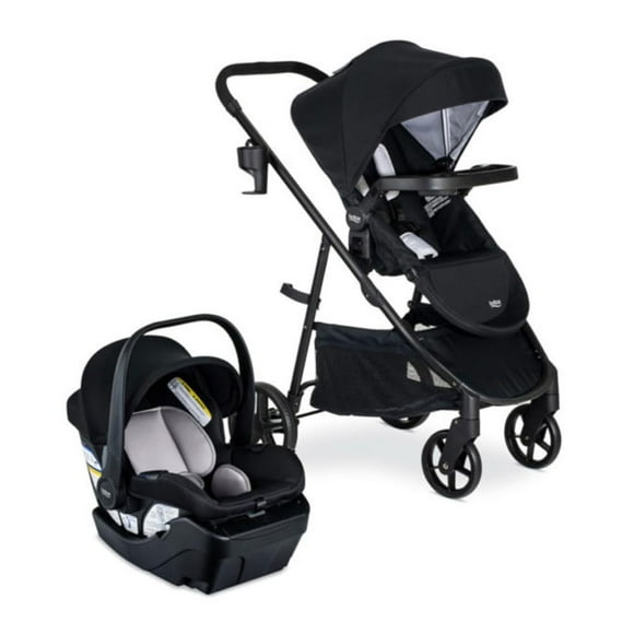 Britax Willow Brook Baby Travel System, Infant Car Seat and Stroller Combo with Aspen Base, ClickTight Technology, RightSize System and 4 Ways to Stroll, Onyx Glacier