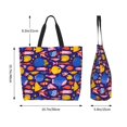 thumbnail image 5 of Honeii Cute Flat Hand Drawn Fishes Print Tote Bag for Women, Foldable Tote Bag Large Shoulder Bag Top Handle Handbag for Travel, Work, 5 of 8