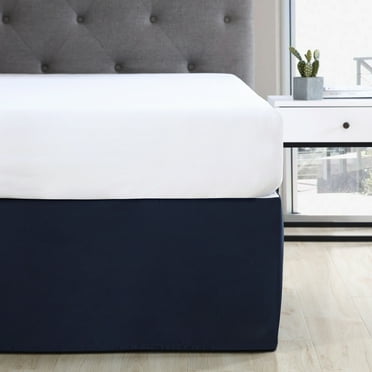 Mainstays Solid Pleated Navy Soft Brushed Polyester Bedskirt, Twin (1 Count)