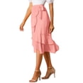 thumbnail image 4 of Unique Bargains Women's Ruffle Hem Tie Layers High Waist Summer Chiffon Midi Skirt, 4 of 5