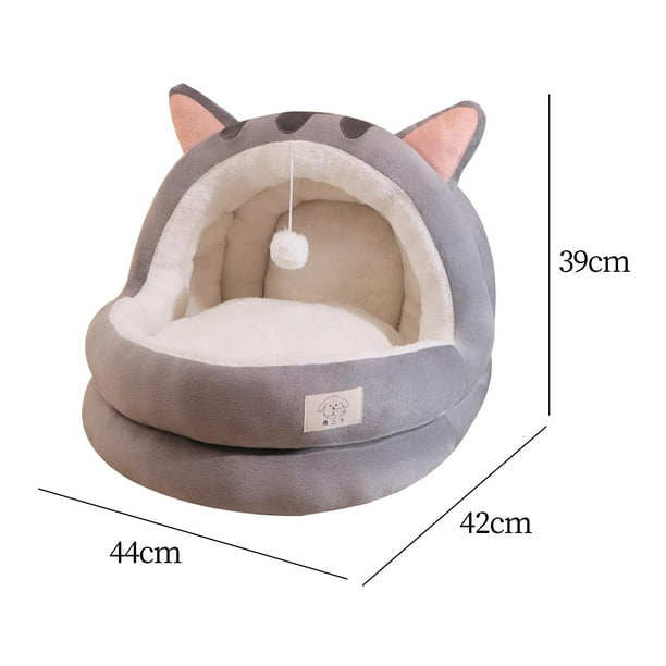 Cat Bed Detachable Inner Cushion Snooze Pet Accessories Semi Closed Cat Nest Gray M