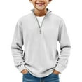thumbnail image 2 of Glisme Boys T Shirt Long Sleeve Corduroy Shirts Quarter Zip Pullover Sweater Casual Collared T-Shirt Fall Ribbed Sweatshirts Base Top Size 9-10 Years White, 2 of 6