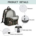 thumbnail image 3 of Mushroom and Fern Black Pattern Backpack for School, Cute School Bag with Adjustable Shoulder Straps and Padded Back, 13.8"x11.4"x6", 3 of 4