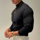 thumbnail image 3 of Camiseta deportiva elástica de secado rápido para hombre, camiseta deportiva de manga larga a rayas de Color sólido para Fitness, baloncesto, correr, entrenamiento, a la moda, 3 of 5