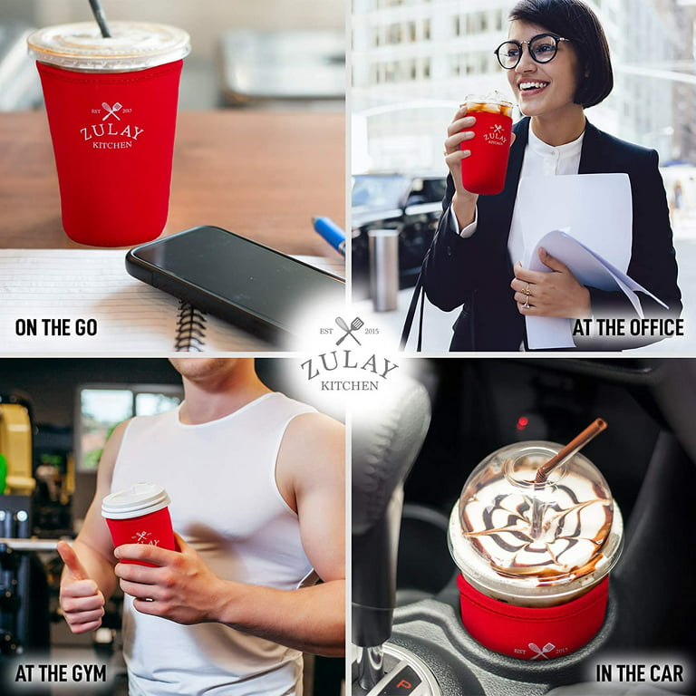 Zulay Kitchen Reusable Iced Coffee Sleeve - Red