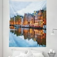 thumbnail image 1 of Dutch Tapestry, Cityscape Photo of Traditional Ethnic Houses and Amstel River from City of Amsterdam, Fabric Wall Hanging Decor for Bedroom Living Room Dorm, 5 Sizes, Multicolor, by Ambesonne, 1 of 1