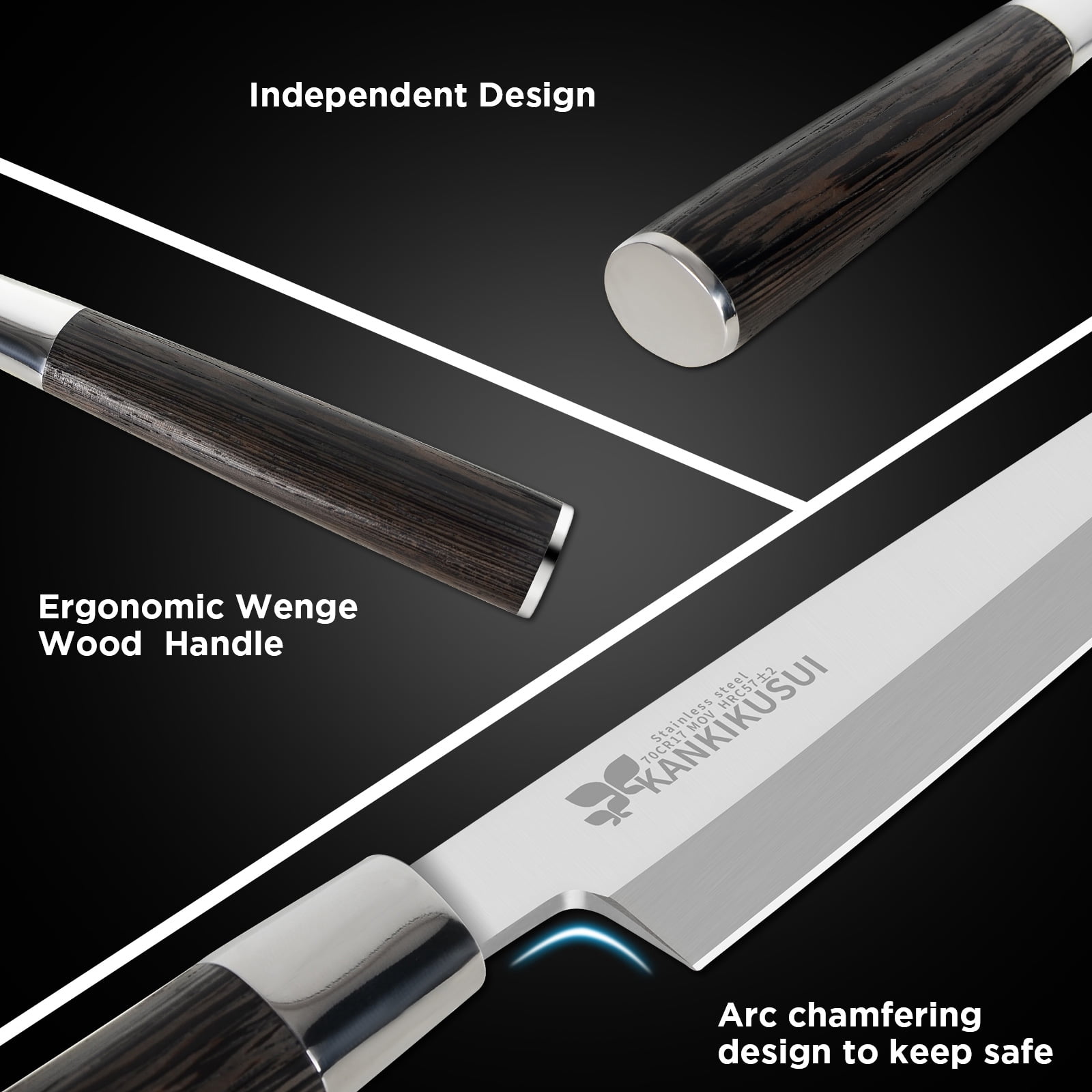 Sashimi Knife, 9.3" Sushi Knife Set with Sharpener/Gift Box, HC70cr17mov Yanagiba Knife