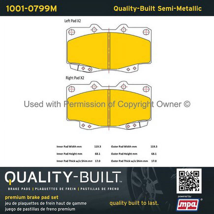 Mpa Electrical 1001-0799M Quality Built Premium Disc Brake Pad Set   Semi