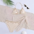 thumbnail image 5 of Staki Toddler Swim Set Girl Girl's 3 Piece Swimsuits High Waisted Bikini Bathing Suit with Coverups Skirt 7Y 8Y 9Y(Beige,8-9 Years), 5 of 7