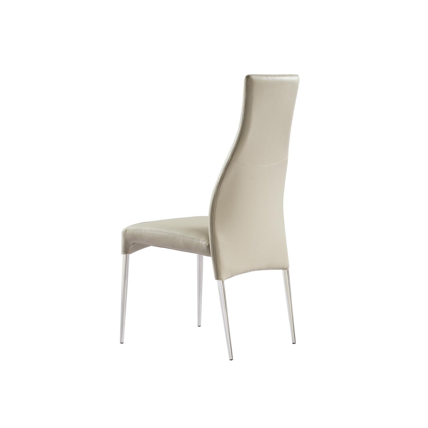 Curtis Dining Chair, Faux LeatherColorTaupe,FinishPolished Stainless Steel