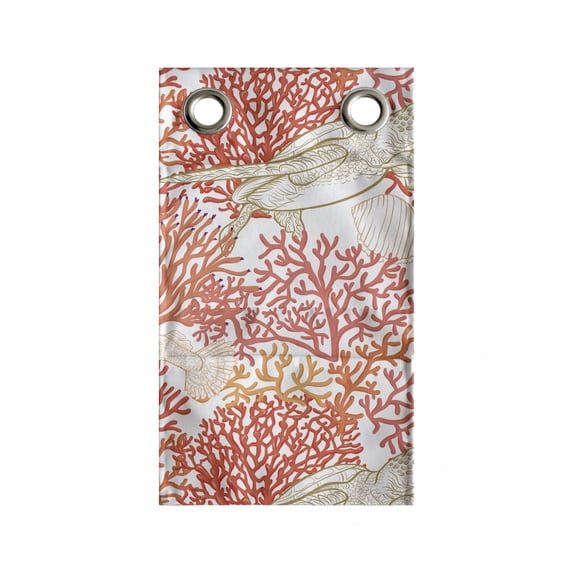 Underwater Hanging Pocket Organizer, Sea World Pattern with Tortoiseshell Swimming amongst Coral Reef, Printed Polyester Storage Bag with Pockets, 9" x 27", Dark Coral and Pale Orange