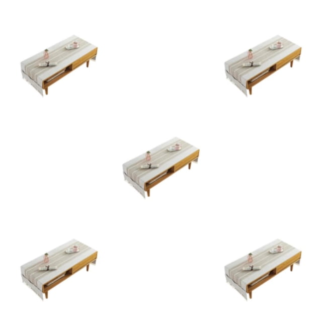 stanreset 1/2/3/5 Cotton Linen Tablecloth with Side Storage Pocket Rectangular TV Cabinet Mat Tea Desktop Fringe Waterproof Table Cloth for 50*145cm,Island/Beige coffee 5PCS