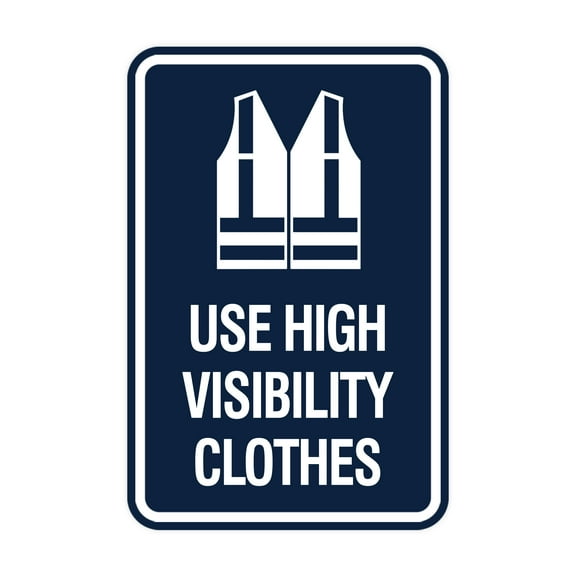Signs ByLITA Portrait Round Use High Visibility Clothes Sign (Navy Blue / White) - Large