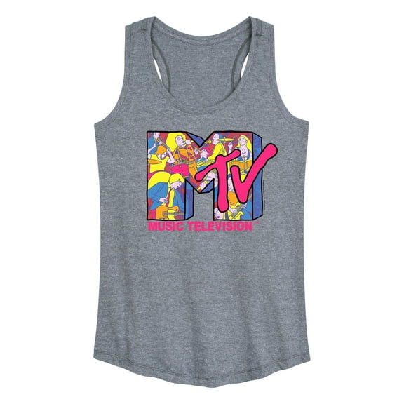 MTV - Band Rockers Illustrated MTV Logo - Women's Racerback Tank Top