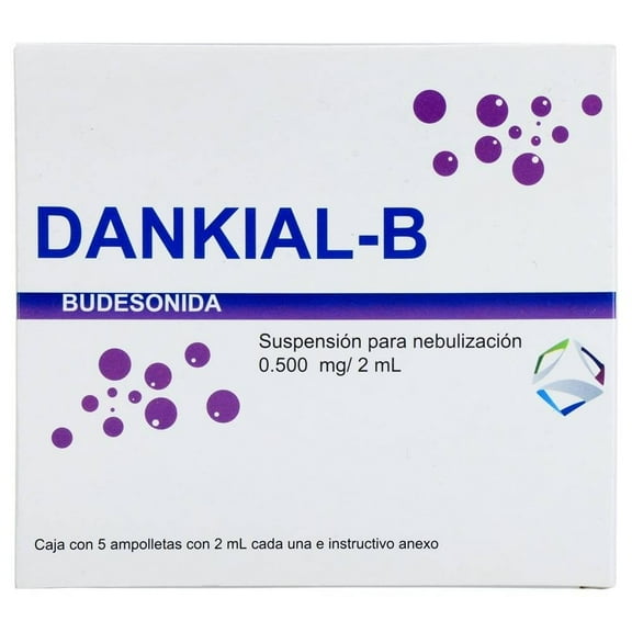 Dankial-B Budesonida caja con 5 ampolletas con 0.500mg/2mL cada una